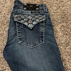 Miss Me Blue Jeans with Silver and Black Details